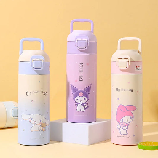 Sanrio Cinnamoroll Kuromi Water Bottle My Melody Student Kid Portable Vacuum Water Bottle Kawaii Children's Insulated Water Cup