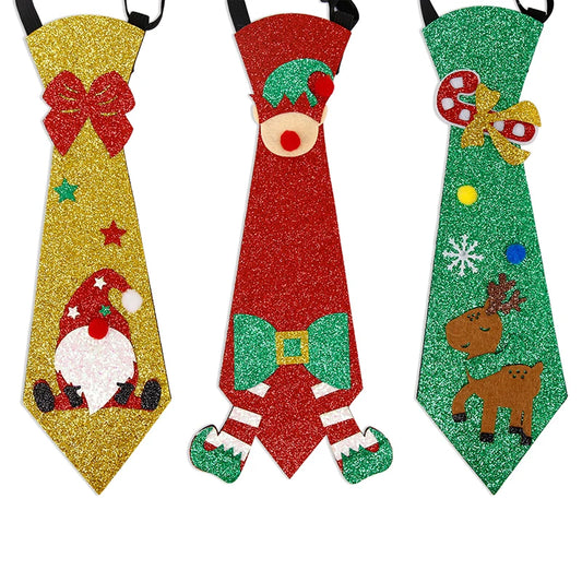 1PC 2024 Christmas Neckties Cartoon Christmas Ties For Boy Girl Santa Claus Party Kids Costume Accessories Christmas Decoration