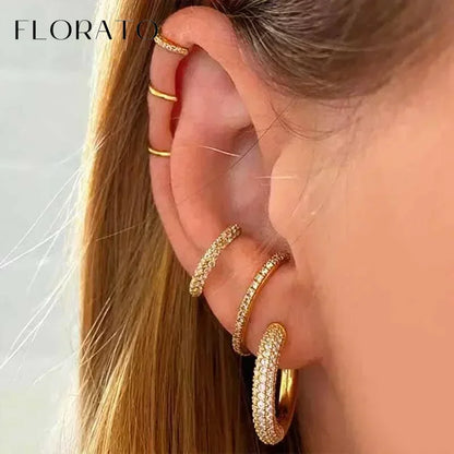 Cartilage 925 Silver Earrings Fashion C-shaped Zircon ear studs European American Geometric Piercing Earrings For Women Jewelry