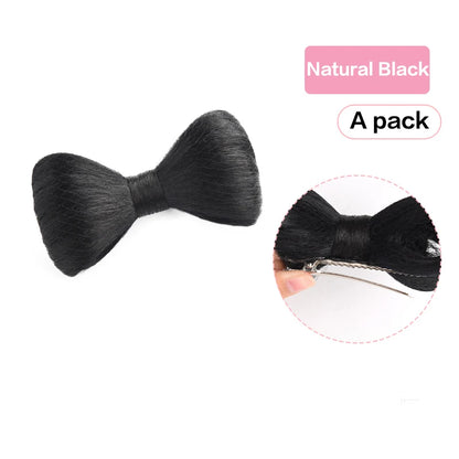 Synthetic Bow knot clip hair bun set clip style hair extensions hair chignons Chicken Feather Claw Double Ball Hair Bag