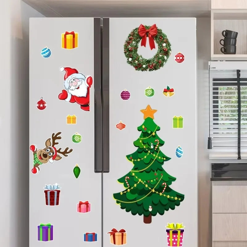 Christmas Themed Magnetic Sticker  3D Christmas Cartoon Magnet Fridge Stickers Soft PVC Magnetic Refrigerator Magnets