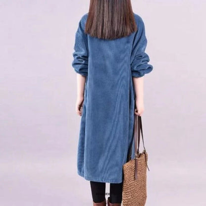 Large Size Women Dress Winter Dress Women Lady Vestidos Long Sleeve Warm Long Dress