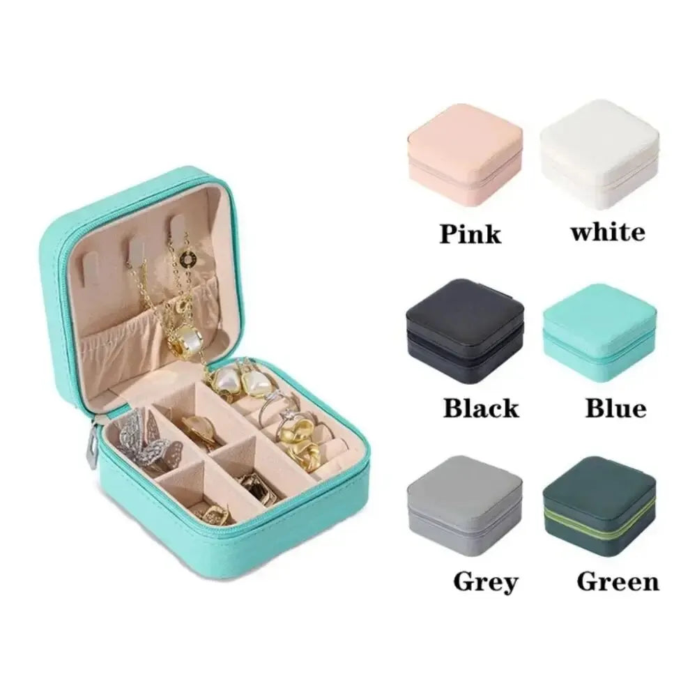 Mini Jewelry Storage Box Portable Home Travel Earrings Necklace Storage Case for Women Ring Organizer PU Leather Display Case