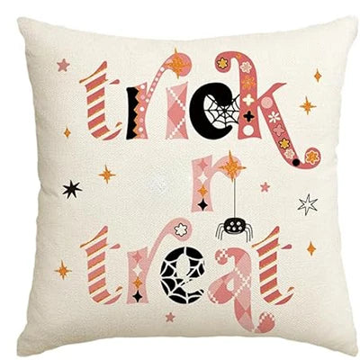 Halloween Shh Cute Ghost Fashionable Trick or Treat Pink Throw Pillow Cover Cushion Cover Sofa Decoration 40X40cm