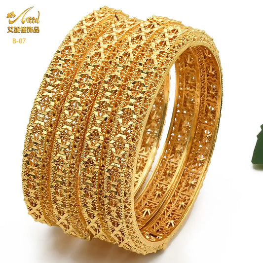 ﻿ANIID Bangles For Women Indian Jewelry Gold Color Bracelets Dubai Designer Wholesale African Brand Luxury Bracelet Moroccan