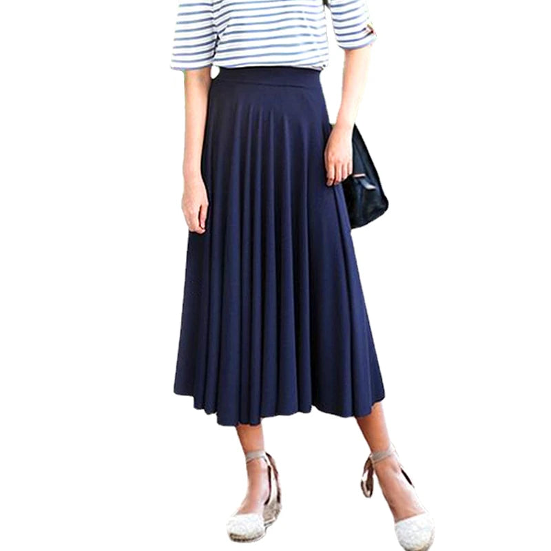 8XL Large Size Skirt Women's Summer New Loose Elastic Skirt Women High Waist Pleated Skirts M-5XL 6XL 7XL