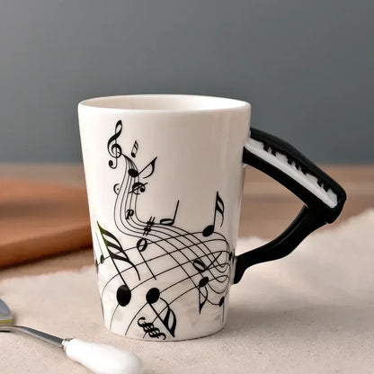 Novelty Music Note Cup Ceramic Guitar Coffee Mugs Personality Tea/Milk/Juice/Lemon Water Bottle Christmas Birthday Gift