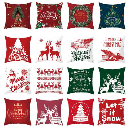 Useful Christmas Pillow Cover Smooth Christmas Pillowcase Breathable Christmas Sofa Chairs Pillow Cover  Skin-friendly