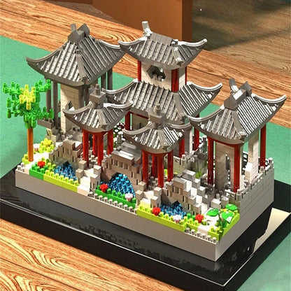 Suzhou garden three in one ancient style architecture adult high difficulty huge assembly block set children's toy birthday gift