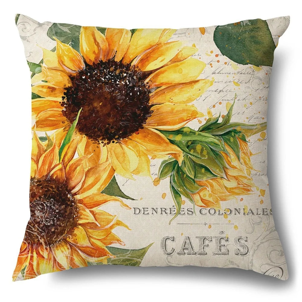 Sunflower Pillow Cover Fall Thanksgiving Decorative Cushion Cover Autumn Farmhouse Home Sofa Decor Pilow Case Flowers Pillowcase