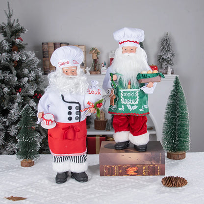 Christmas Holiday Party Supplies Santa Claus Cook 50CM Adorable Gingerbread House Chef Santa Claus Doll For Kitchen Decoration