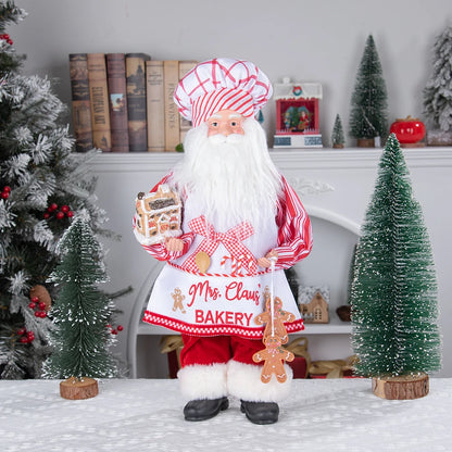 Christmas Holiday Party Supplies Santa Claus Cook 50CM Adorable Gingerbread House Chef Santa Claus Doll For Kitchen Decoration