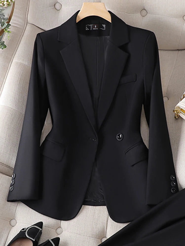 Office Wear Women Blazer Suits 2 Pieces Sets Elegant Fashion Chic Coats Casual Blazer Jacket And Pants Two Piece Set Career Suit