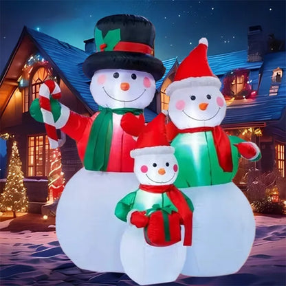 Christmas Inflatable Decorations Toys Family Snowman LED Lights Inflated Model Party Yard Props Indoor Outdoor Xmas Decor Props