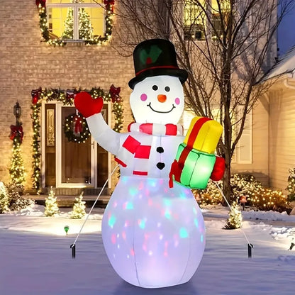 1.5M Inflatable Christmas Snowman，inflatable toys，Rotating LED Lights, Outdoor Patio Christmas Decorations, Festive Display