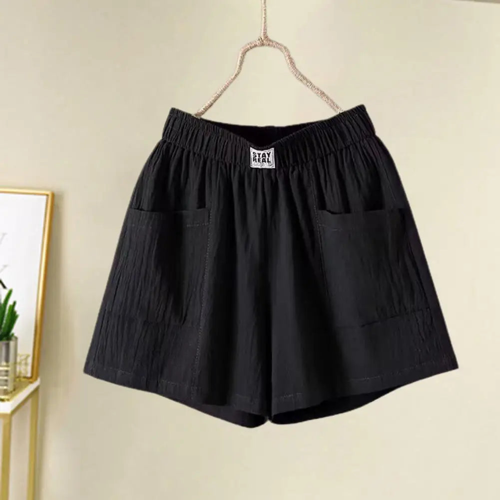 Cotton Linen Shorts Women's Sports Shorts Summer Solid High Waist Black Shorts Women Fashion Plus Size Casual Basic Short Pants