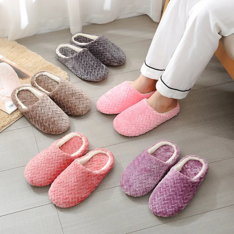 New Jacquard Japanese-style Soft-soled Silent Suede Slippers Non-slip Wooden Floor Indoor Cotton Slippers