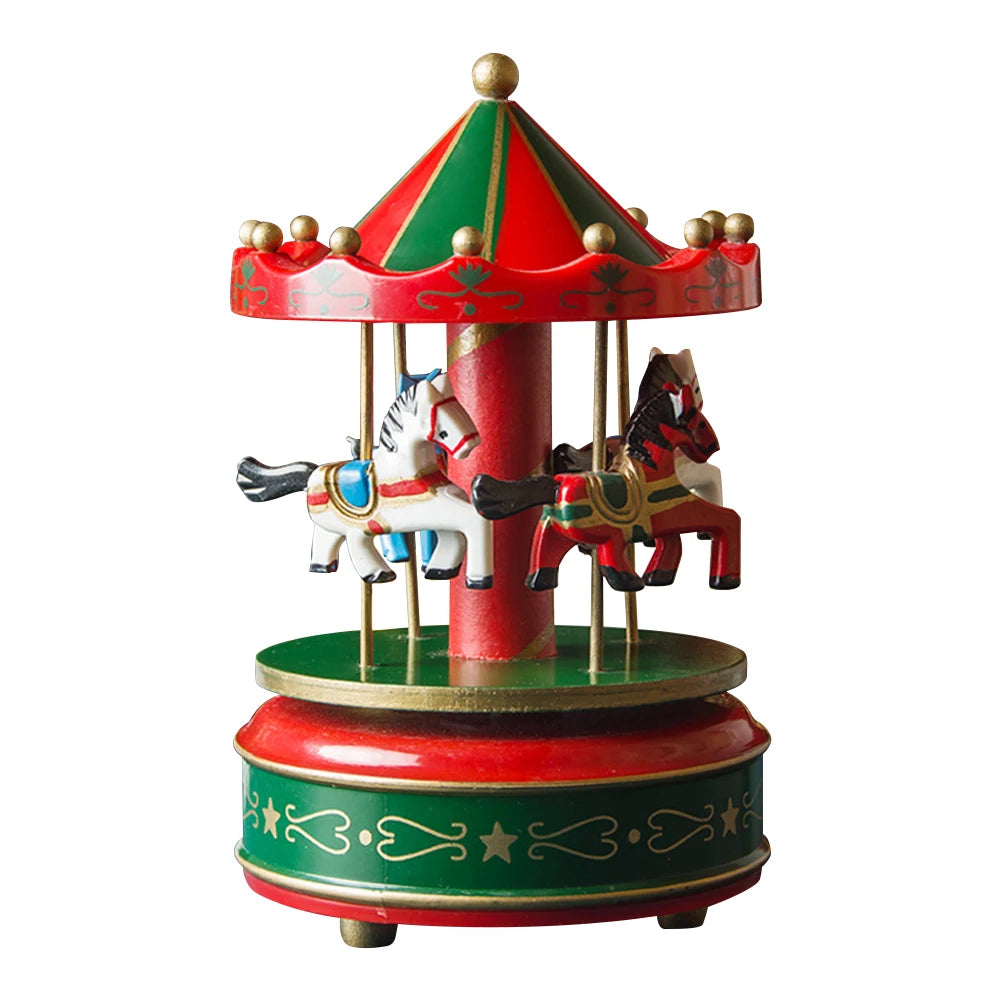 Christmas Musical Carousel Carousel Horse Collectable Figurine 6.3inch Rotating Musical Horse Birthday Gifts for Children Kids