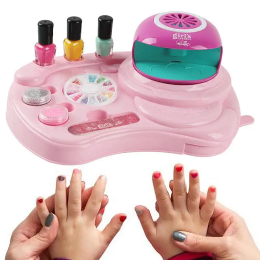 Kids Nail Polish Set Girls Nail Set With Nail Dryer Nail Art Kit For Girls Spa Makeup Kit Girl Pretend Makeup Toys Nail Supplies