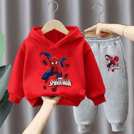 Spring Autumn New Children's Clothing Sets Disney Boys Hooded Sweatshirt and Sweatpants 2pcs Spiderman Kids Tracksuit