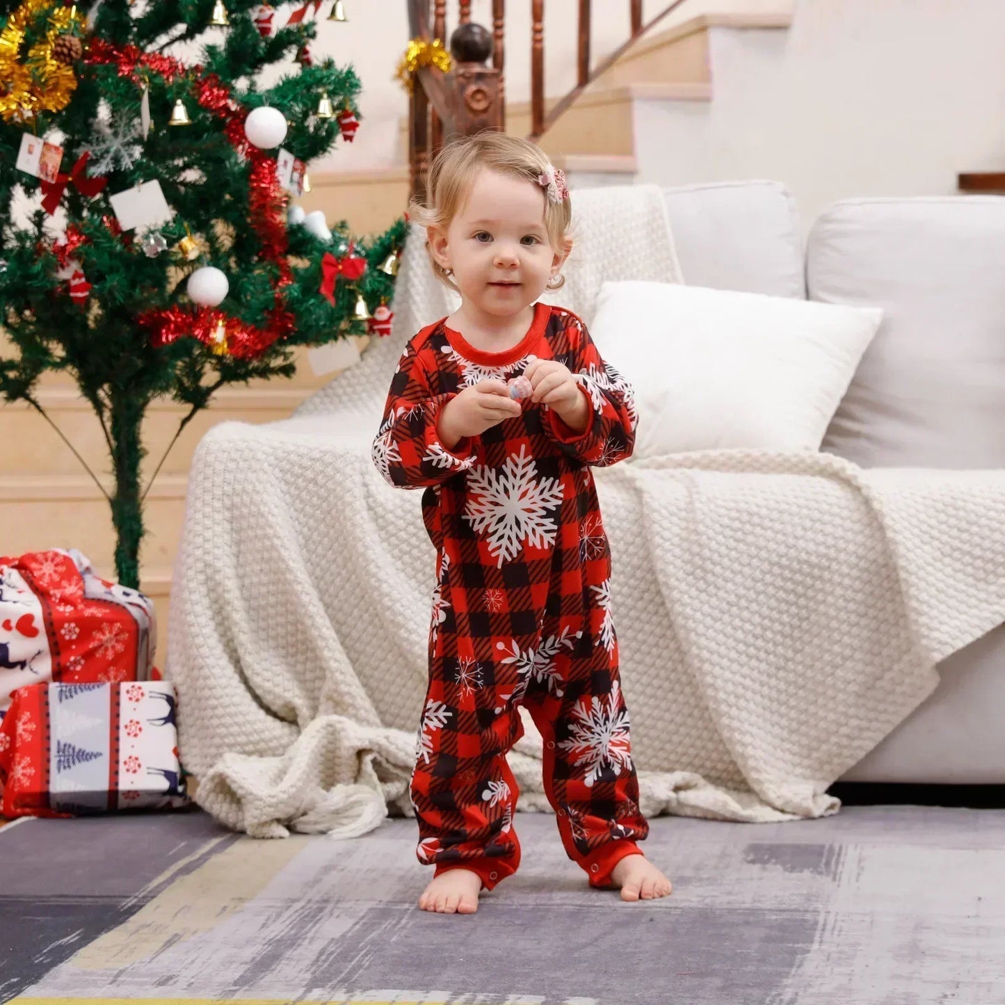 Merry Christmas Santa Tree Print Pajamas Set Short Sleeve Adults Kids Matching Outfits Soft Loose Sleepwear Xmas Family Look Pjs