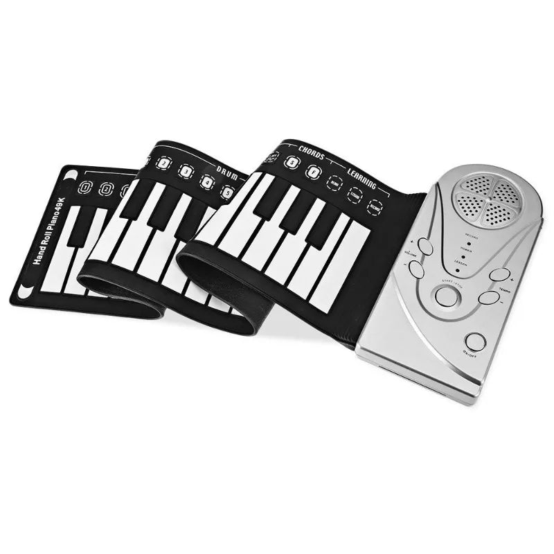 Portable 49-Key Hand Roll Portable Piano Flexible Silicone Roll Up Folding Electronic Keyboard Best Christmas Gift for Kids