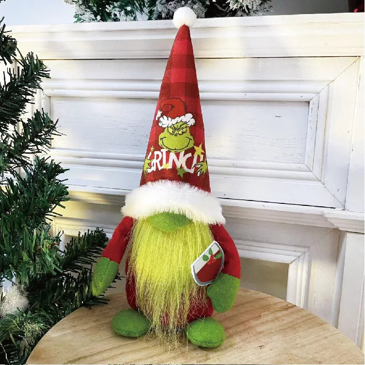 New Christmas Grinch Green Hair Monster Faceless Old Man Three-dimensional Christmas Ornament Doll Holiday Ornament