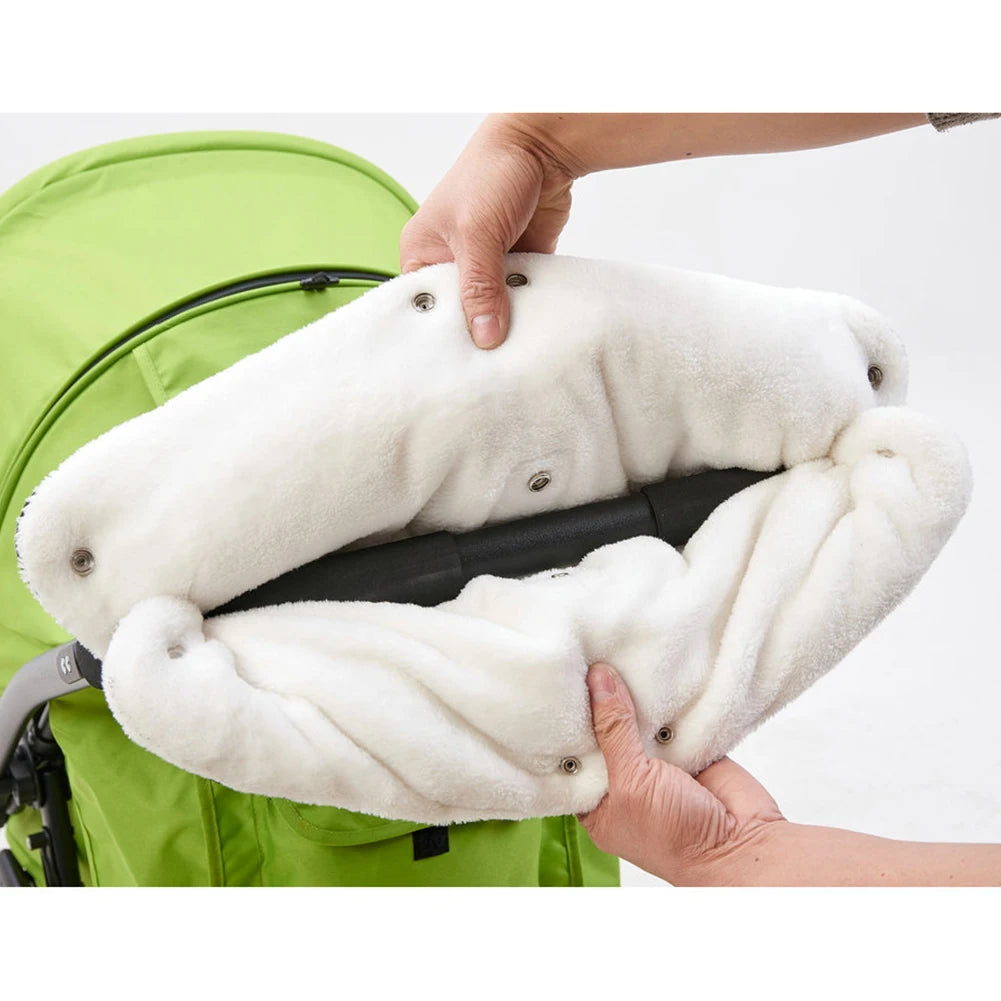 Winter Pram Hand Muff Baby Carriage Pushchair Warm Fur Fleece Hand Cover Buggy Clutch Cart Muff Glove Stroller Accessories