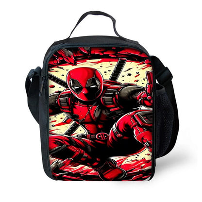 Child Schoo Deadpools Super Heroes Backpack with Lunch Bags ,Pencil Bags ,School Bags for Boys Girls Best Gift