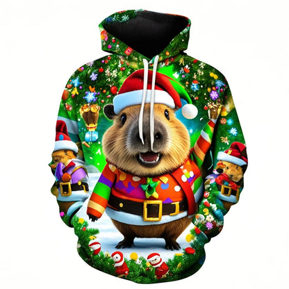 Harajuku New 3D Printing Cute Animals Capybara Hoodies For Men Women Clothing Funny Christmas Hooded Hoody Kid Sweatshirts Top