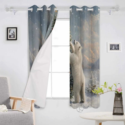 Christmas Winter Polar Bear Curtains For Kitchen Bedroom Window Treatment Curtains For Living Room Home Decor