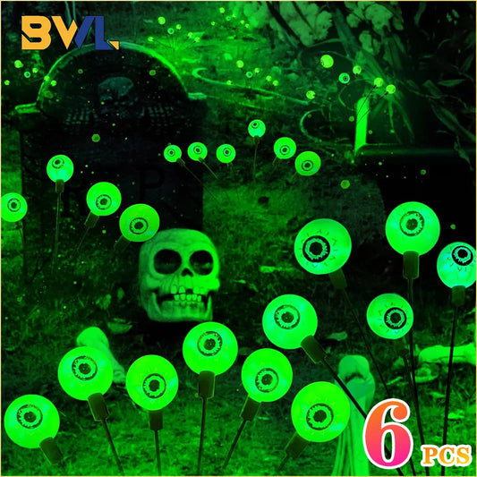 6PCS Halloween LED Eyeball Lights Solar Garden Lawn Lights Outdoor Scary Decoration Lights Halloween Party Decoration