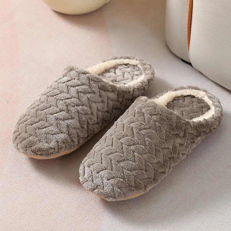 New Jacquard Japanese-style Soft-soled Silent Suede Slippers Non-slip Wooden Floor Indoor Cotton Slippers