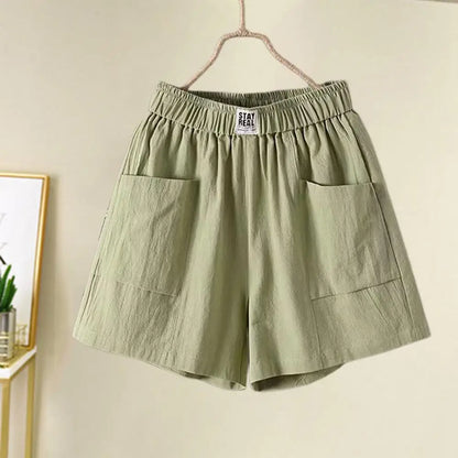 Cotton Linen Shorts Women's Sports Shorts Summer Solid High Waist Black Shorts Women Fashion Plus Size Casual Basic Short Pants