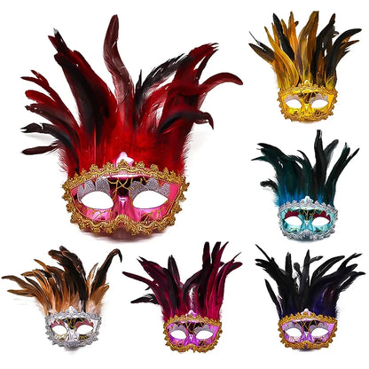 Party Mask Feather Masks Venetian Masquerade Halloween Indian Mask Cosplay Women Eye Masque Bar Nightclub Maske Ball Face