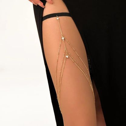 Bohemian Thigh Chain Simple Star Body Chains for Women Double-layer Metal Bodychain Fashion Thigh Jewelry Leg Cha