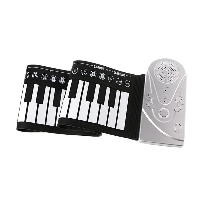 Portable 49-Key Hand Roll Portable Piano Flexible Silicone Roll Up Folding Electronic Keyboard Best Christmas Gift for Kids