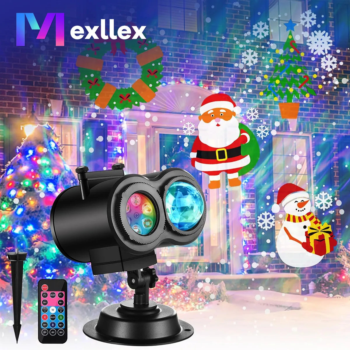 Halloween Christmas Projector Lights Outdoor 16 HD Slides,  2 in 1 Water Wave Lamp with Color Patterns, Timer & Remote for Party