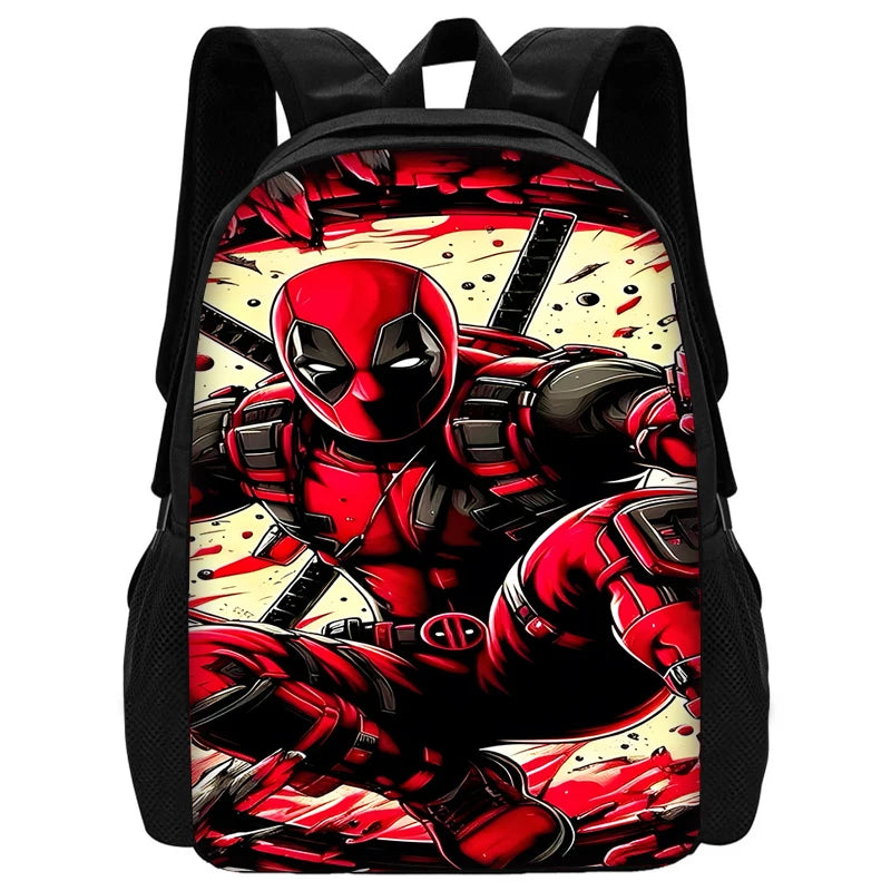 Child Schoo Deadpools Super Heroes Backpack with Lunch Bags ,Pencil Bags ,School Bags for Boys Girls Best Gift