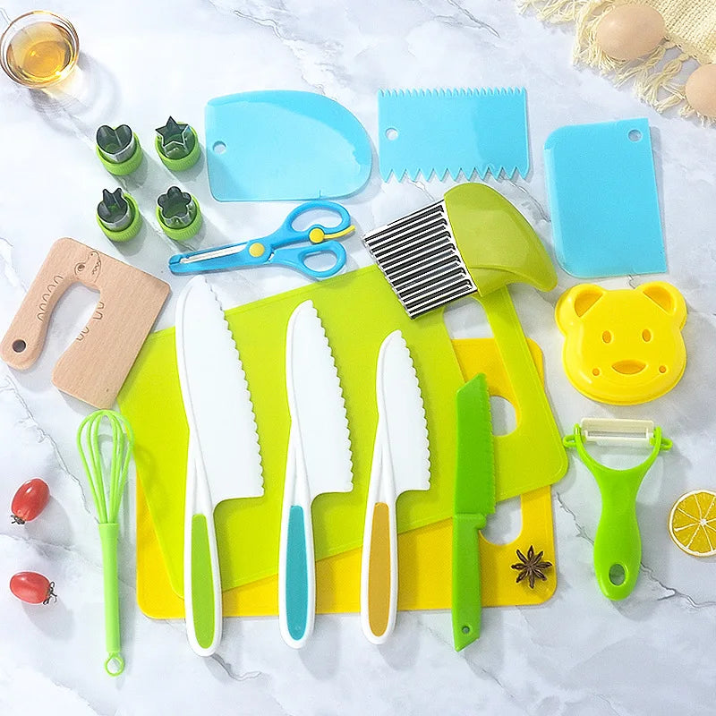 Plastic knife fruit knife set does not hurt hand-cut vegetable cutting cake toy knife set