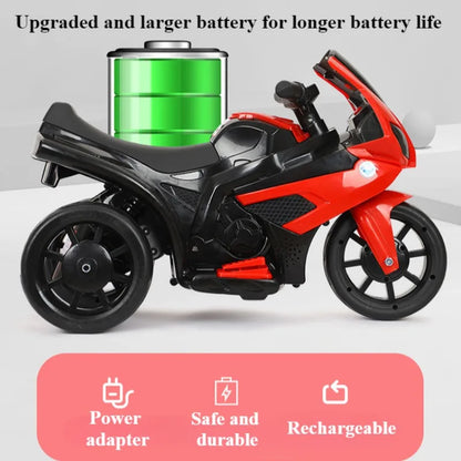 Kids Electric Motorcycle 3 Wheels Rechargeable Motorcycle with LED Light & Music Anti-rollover Super Load-bearing Gifts for Boys