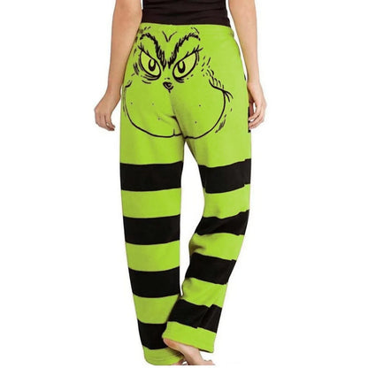 Women's Green Pajama Pants Christmas Striped Pajama Casual Long Pants Bottoms Casual Pants Outfits Clothes Sleepwear