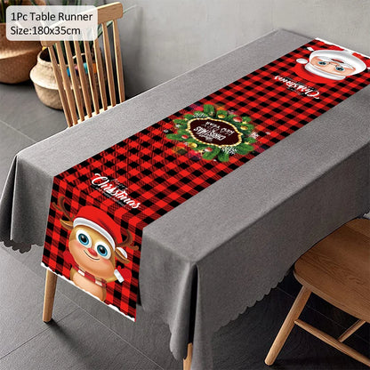 Christmas Table Runner Merry Christmas Decoration for Home Tablecloth Cover Xmas Ornament Navidad Noel Gifts New Year Party 2023