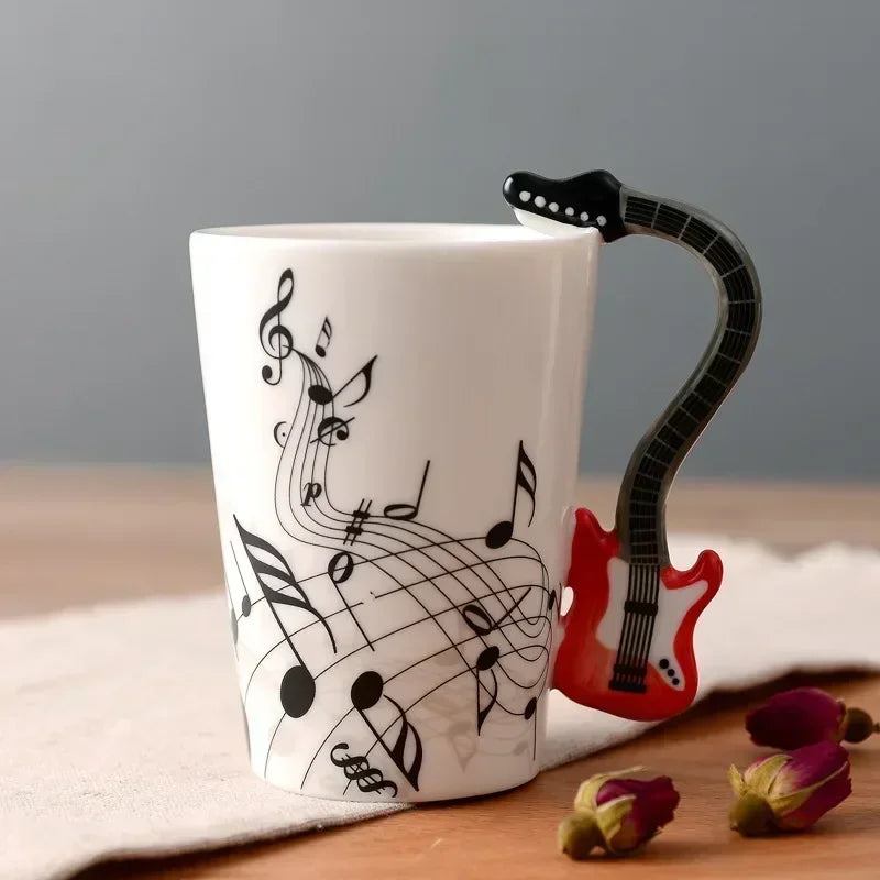 Novelty Music Note Cup Ceramic Guitar Coffee Mugs Personality Tea/Milk/Juice/Lemon Water Bottle Christmas Birthday Gift