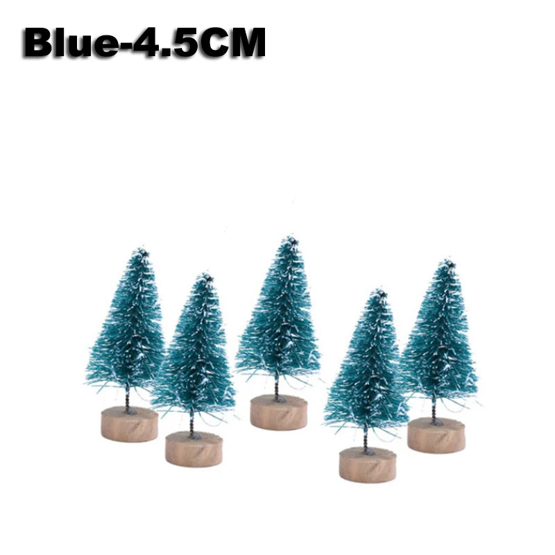 500Pcs Mini Christmas Tree Ornament Small Artificial Pine Sisal Snow Landscape Xmas Trees Christmas Tabletop Navidad Decor Gifts