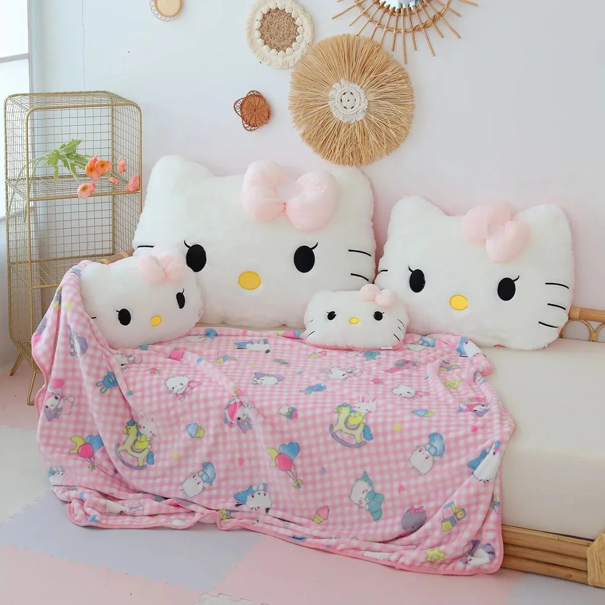 Sanrio Cuddly Hello Kitty Back Cushion Soft Cartoon Pillow Sofa Bed Bay Window Home Decor Pillow Hug Plushies Xmas Gift For Girl