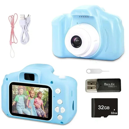 Mini Children Camera X2 Digital Vintage Camera Educational Toys Kids Projection Video Camera Outdoor Photography Toy Gifts 32GB