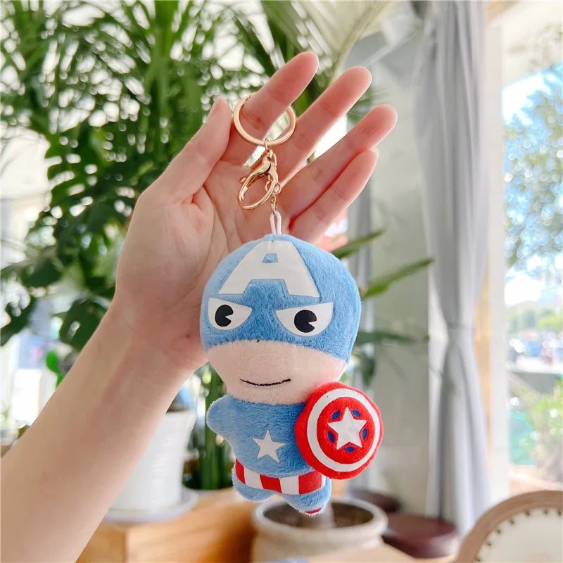 Disney Marvel Spiderman Figure Plush Keychain Toy Kawaii Hulk Iron Man Doll Soft Stuffed Toys Kids Plush Key Ring Christmas Gift