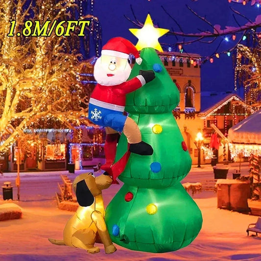 6FT Christmas Inflatable Decoration Toys Santa Claus Christmas Tree Outdoor Yard Garden New Year Xmas  Decor Glowing Toys Model