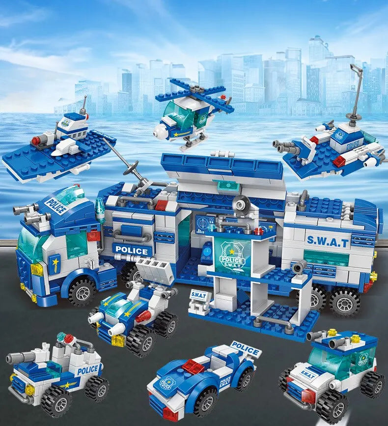 700PCS City Patrol Police Department Car Building Blocks Vehicle Trucks Inspired Action Figures Brick Toys for Kids